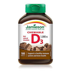 Jamieson Chewable Vitamin D3 1,000 IU - Rich Natural Chocolate Flavour