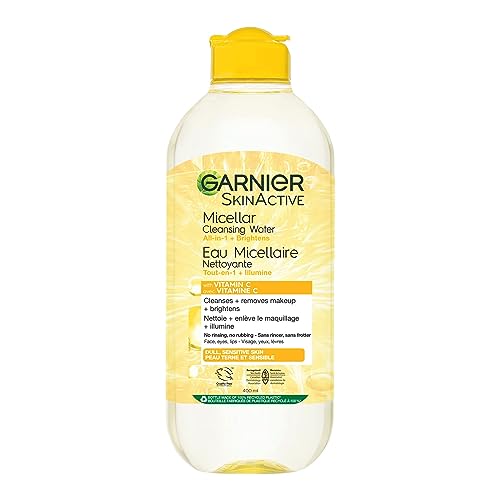 Garnier SkinActive Micellar Cleansing Water with Vitamin C, to Cleanse Skin, Remove Makeup, and Brighten Dull Skin, 13.5 Fl Oz (Packaging May Vary)