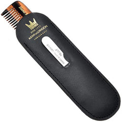 Kent K-Nu19 Comb, Coarse/Fine Tooth with Leather Case & Metal File (110mm/4.3in), 1 Count, brown