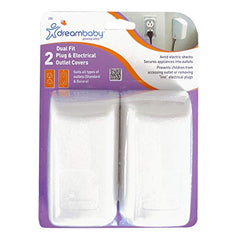 Dreambaby Dual Fit Outlet Plug Cover - Model L907 - Electrical Socket Guard for Standard and Decora (2 Pack), White