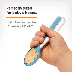 NumNum Baby Spoons Set, Pre-Spoon GOOtensils for Kids Aged 6+ Months - First Stage, Baby Led Weaning (BLW) Teething Spoon - Self Feeding, Silicone Toddler Food Utensils - 2 Spoons, Blue/Orange