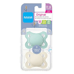 MAM Original Matte Pacifier (2 pack, 1 Sterilizing Pacifier Case), Pacifiers 0-6 Months, Unisex Baby Pacifier, Best Pacifiers for Breastfed Babies, Sterilizing Storage Case