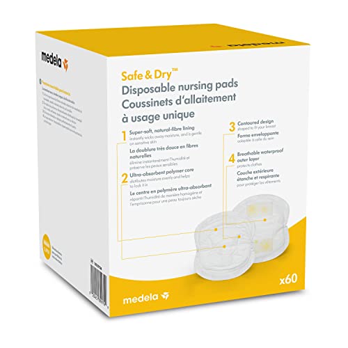 Medela Safe & Dry Ultra Thin Disposable Nursing Pads, 60 Count Breast Pads  for Breastfeeding, Leakproof Design, Slender and Contoured for Optimal Fit  and Discretion : : Baby