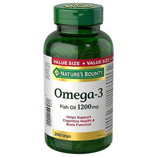 Nature's Bounty Fish Oil Pills, Omega 3 Supplement, Helps Support Cardiovascular Health, 1200mg, 200 Softgels