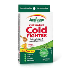 Cold Fighter Chewable - With Echinacea, Ginger, Vitamin C and Zinc, Travel Size, 10 Tablets