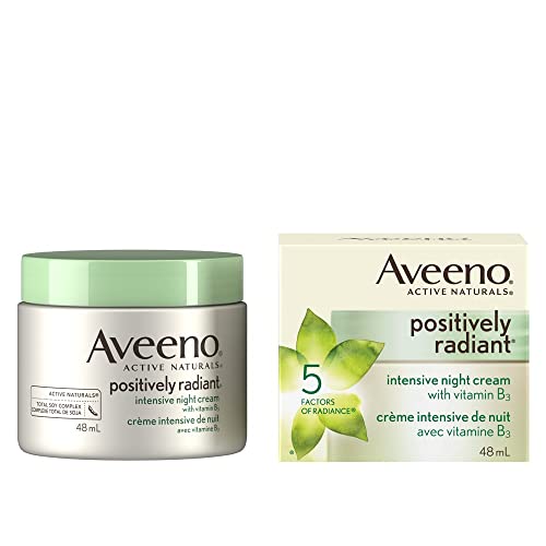 Aveeno Night Cream, Positively Radiant Intensive Brightening Face Moisturizer, 48 mL