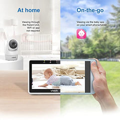 VTech VM901-1W WiFi Video Baby Monitor with Free Live Remote Access, White, 1080p Full HD Camera, 5" Screen, Pan Tilt Zoom, HD Night Vision, 2-Way Audio Talk, White, 1 Count