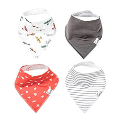 Baby Bandana Drool Bibs for Drooling and Teething 4 Pack Gift Set “Ace” by Copper Pearl, X-Small