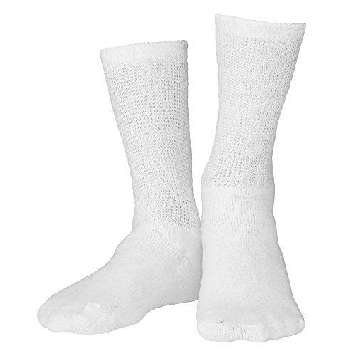 Truform Diabetic Socks for Men and Women, Medical Style Crew Length, Mid Calf Height, 3 Pairs, White, X-Large