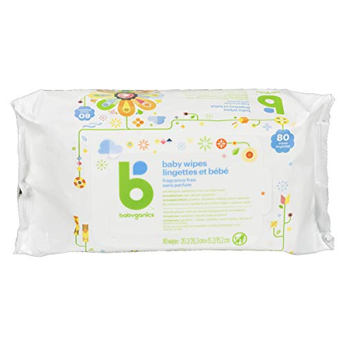 Babyganics Unscented Baby Wipes, Plant-Derived and Non-Allergenic Wipes Perfect for Faces, Hands, and Baby's Body, Fragrance and Dye Free, 80 Wipes