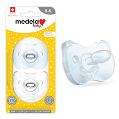 Medela Baby Pacifier | 0-6 Months | Includes Sterilizing Case | 2-Pack | Soft Silicone | BPA-Free | Supports Natural Suckling | Blue and Clear