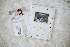 Pear Head Sonogram Baby Memory Book, Black and Gold Polka Dot (72028)