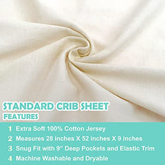 American Baby Company 100% Cotton Jersey Knit Fitted Crib Sheet for Standard Crib and Toddler Mattresses, Ecru, for Boys and Girls