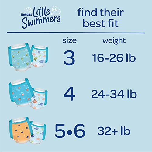 HUGGIES Swim Diapers, Size 5-6 Large, Huggies Little Swimmers Disposable Swimpants, 17 ct ( Packaging may vary )