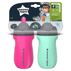 Tommee Tippee Insulated Straw Toddler Tumbler Cup – 12+ months, 2 Count (Pack of 1)