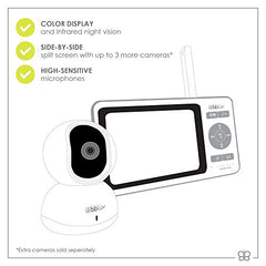 bblüv - Cäm - HD Video Baby Camera and Monitor, Crying & Temperature Alert, Two-Way Talk, Night Vision, 180 Pan & Tilt & Zoom system