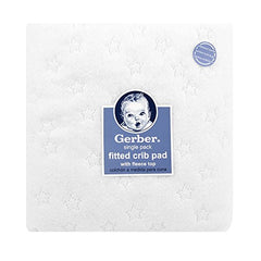 Gerber Fitted Crib Pad with Waterproof Barrier, White, 28" x 52" x 9"