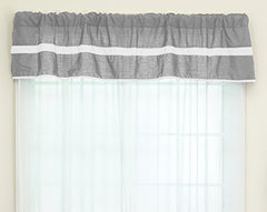 Baby Doll Bedding Solid Stripe Window Valance, Grey/White