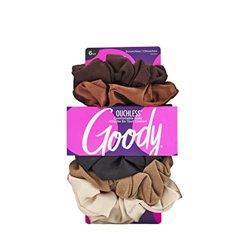 Goody Womens Ouchless Satin Scrunchies, 6Ct