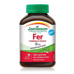 Jamieson Gentle Iron 28 mg Ferrous Bisglycinate - Gluten-Free, 90 Count (Pack of 1)