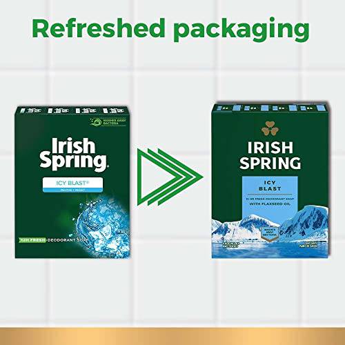 Irish Spring Icy Blast Deodorant Bar Soap for Men, 104.8 g, 6 Pack - Zecoya