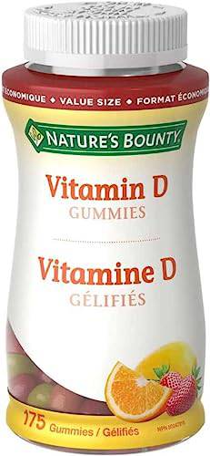 Nature's Bounty Vitamin D3 1000 IU Gummies, Value Size, Helps Support Bone Health, Strawberry Orange & Lemon Flavoured, 175 Gummies