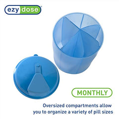 EZY DOSE Vitamin Organizer, 6 Large Compartments, 30-Day Vitamin and Medicine Storage, Blue