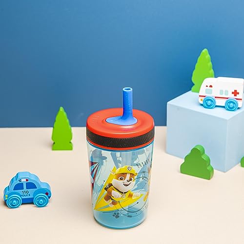 Zak Designs Paw Patrol Chase & Marshall Kelso Tumbler Set, Leak-Proof Screw-On Lid with Straw, BPA-Free, Made of Durable Plastic and Silicone, Perfect Bundle for Kids (15 oz, 2pc Set)