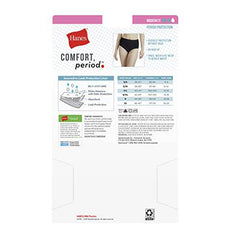 Hanes Women's Comfort, Period. Brief Panties, Postpartum and Menstrual Leak Protection Underwear, Period Panties 3-Pack, 3 Pack - Assorted - Moderate Protection, 7