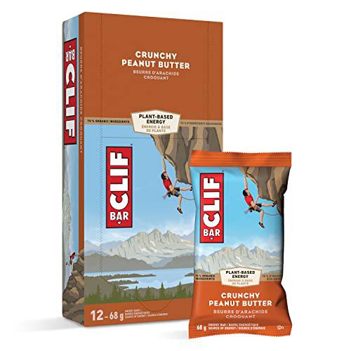 CLIF BAR - Energy Bars - Crunchy Peanut Butter - (68 Gram Protein Bars, 12 Count)