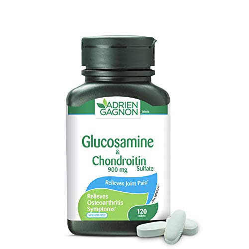 Adrien Gagnon - Glucosamine + chondroïtine pour soulager les douleurs articulaires, 900 mg, 120 comprimés (80 + 40 bonus)