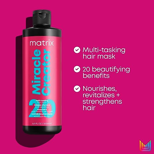 Matrix Miracles Hair Mask, Moisturizing, Detangling, Frizz Control Treatment, Nourishes & Strengthens, Natural, Curly, Damaged Hair, Sulfate Free, 500ml (Packaging May Vary)