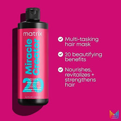 Matrix Miracles Hair Mask, Moisturizing, Detangling, Frizz Control Treatment, Nourishes & Strengthens, Natural, Curly, Damaged Hair, Sulfate Free, 500ml (Packaging May Vary)
