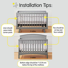 BreathableBaby, Breathable Mesh Liner for Cribs with 52"x28" (132x71cm) Mattress, Owl Fun Gray, Classic 3mm Mesh, Covers 3 or 4 Sides, Safety Tested & Trusted (Not for Mini Cribs)