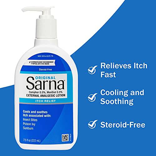 Sarna Original Steroid-Free Anti-Itch Lotion, Relief for Dry Irritated Skin, Insect Bites, Sunburns, and Poison Ivy - 7.5 oz