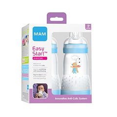 MAM Easy Start Anti-Colic Bottle 9oz (2 count), MAM Baby Bottle with Medium Flow Nipple, Breastfed Baby Feeding Essentials, Boy ( Packaging May Vary )