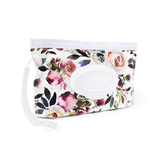 Itzy Ritzy Reusable Wipe Pouch – Take & Travel Pouch Holds Up To 30 Wet Wipes, Includes Silicone Wristlet Strap, Floral
