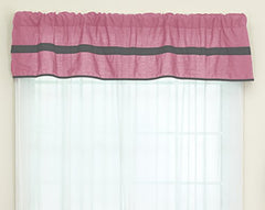Baby Doll Bedding Solid Stripe Window Valance, Pink/Grey