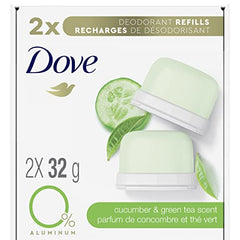 Dove 0% Aluminum Deodorant Stick Refill Kit for 48 hour odour protection Cucumber & Green Tea aluminum-free deodorant for women 32 g pack of 2