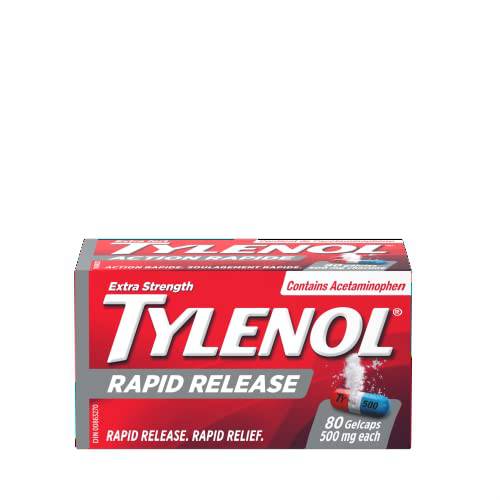 Tylenol Rapid Release for Headache Pain Relief, Fever, 500 mg Acetaminophen, 80 Gelcaps