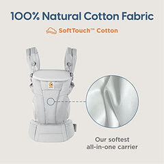 Ergobaby Omni Dream All Carry Positions SoftTouch Cotton Baby Carrier with Enhanced Lumbar Support (7-45 Lb), Slate Blue