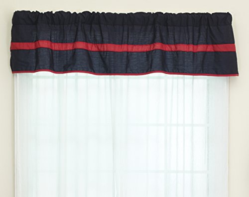 Baby Doll Bedding Solid Stripe Window Valance, Red/Navy