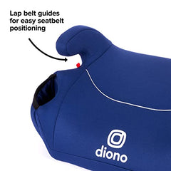 Diono Solana 2022, No Latch, Single Backless Booster Car Seat, Lightweight, Machine Washable Covers, Cup Holders, Blue