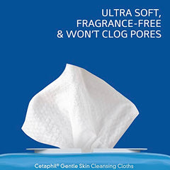 Cetaphil Gentle Skin Cleansing Cloths - Face and Body Wipes - Removes Dirt, Oil and Makeup - Non Irritating - For Sensitive Skin - Dermatologist Recommended, 10-Count