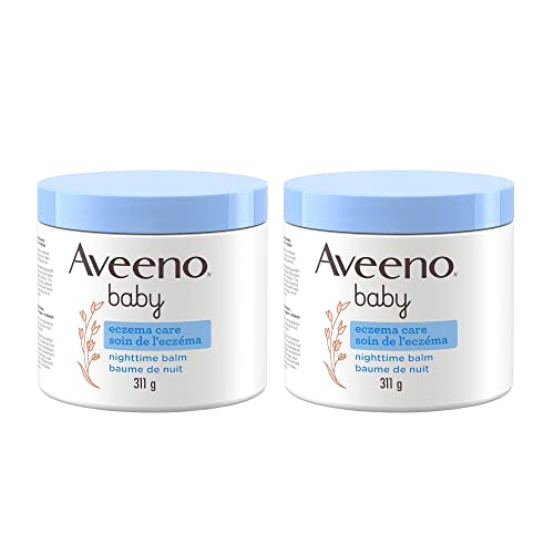 Aveeno Baby Eczema Care Nighttime Balm - Bedtime Body Lotion for itching due to eczema Colloidal Oatmeal + ceramide - Fragrance Free, Pack of 2 (622g Total)