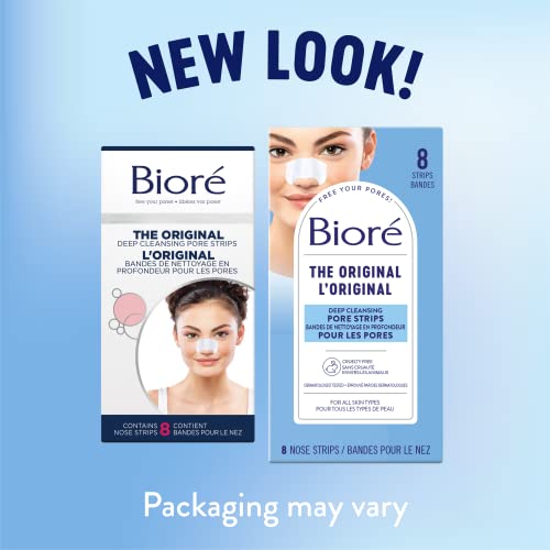 Bioré Deep Cleansing Pore Strips for Instant Pore Unclogging and Blackhead Removal (8 Count)