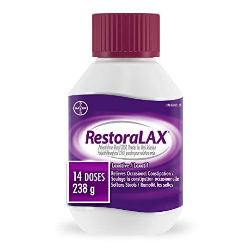 RestoraLAX Powder Stool Softener Laxative - Laxatives For Constipation, Effective Constipation Relief For Adults, No Taste, No Grit, No Gas, No Bloat, No Cramps, No Sudden Urge, 14 Doses, 238 Grams