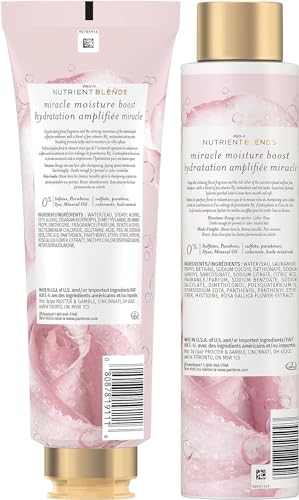 Pantene Nutrient Blends Miracle Moisture Boost Rose Water Shampoo and Conditioner Dual Pack for Dry Hair, Sulfate Free