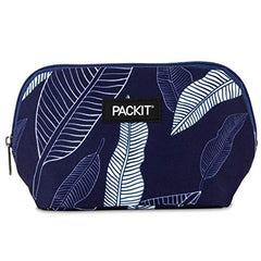 PackIt Freezable Snack Bag, Navy Leaves, Built with EcoFreeze Technology, Foldable, Reusable, Zip Closure Locks in Cool Dry Air, Perfect for Babies, Kids, Adults of all Ages and Fresh Snacks On the Go