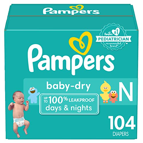 Pampers Baby Dry Diapers Size 0/Newborn 104 Count